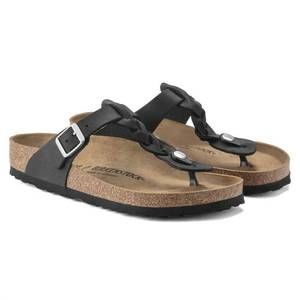 NEW BIRKENSTOCK women's gizeh braid oiled leather sandal in black